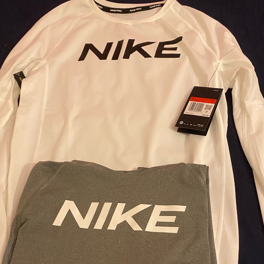 Nike Pro White and Grey Shirt 2 Pack